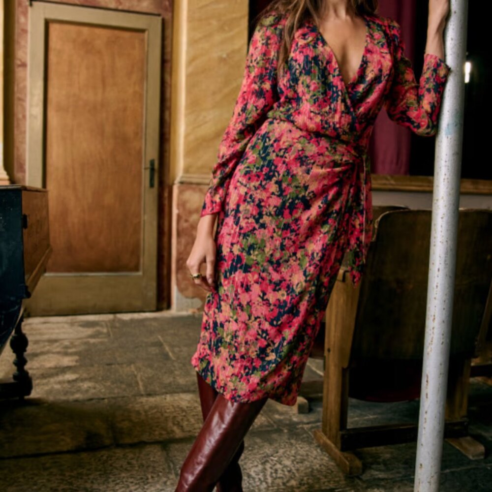 Sezane Armonie Floral Wrap Dress (EU 34 | US 2)